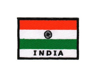 bb76 India Flagge Indien Reisen Aufnäher Bügelbild Applikation Patch Flicken Größe 7,0 x 4,8 cm