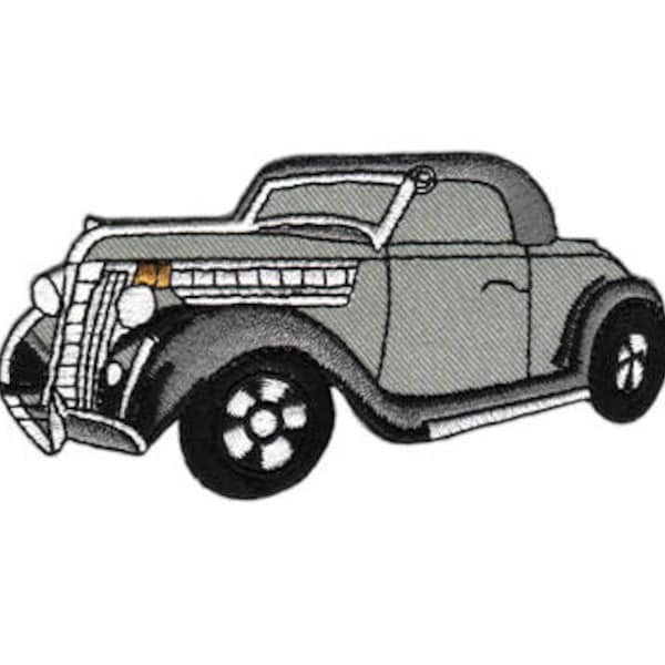 an24 Old Timer Grau US Car Auto Fahrzeug Aufnäher Kinder Bügelbild Applikation Patch Flicken Größe 10,3 x 5,4 cm