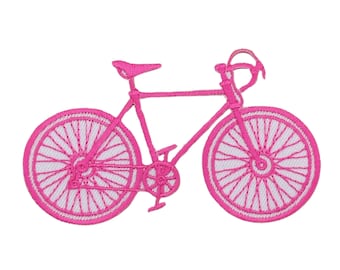 aa43 - Bicycle racing bike pink iron-on patch, iron-on patch, application patch, size 8.4 x 5.2 cm