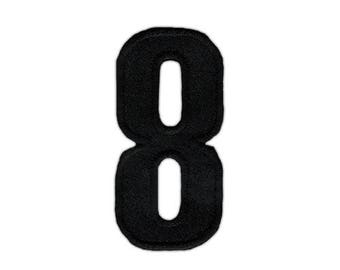 as58 Number 8 Eight Black Sew-On Badge Iron-On Application Patch Size 2.5 x 5.0 cm