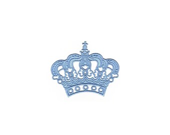 ad48 Couronne Bleu Clair Patch Princesse Girly Thermocollant Patch Taille 8 cm x 6,5 cm