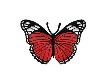 au26 Butterfly Red Patch Motif Animals Children Iron-On Application Patch Size 7.5 x 5.5 cm