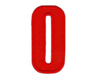 ao57 Number 0 Zero Red Sew-On Badge Iron-On Application Patch Size 2.5 x 5.0 cm