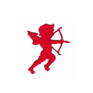 ak16 Cupido Engel Rode Pijl Boog Liefdespatch Strijkapplicatie Patch Grootte 5,7 x 6,5 cm
