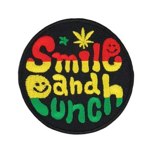 ab77 - Smile And Punch Reggae Aufnäher zum aufbügeln Bügelflicken Bügelbild Applikation Patch Flicken Größe 6,2 x 6,2 cm