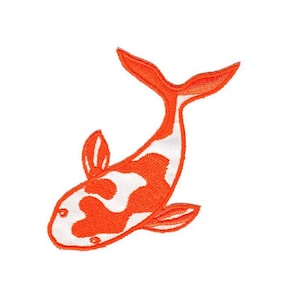 May include: Orange and white embroidered iron-on patch of a koi fish.