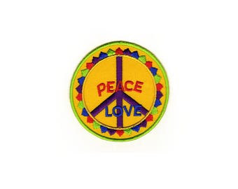 ad82 Parche termoadhesivo Peace Love tamaño 7,5 x 7,5 cm