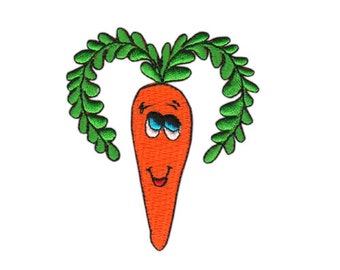 an59 Carrot Patch Vegetable Children Food Iron-On Application Patch Size 6.6 x 7.6 cm