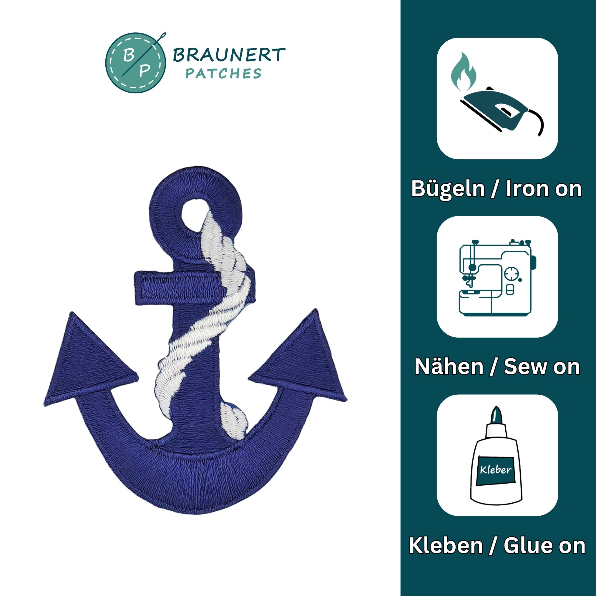 Af03 - Anchor Blue Patch for Ironing or Sewing On, Iron-on Patch, Nautical  Iron-on Image, Application Patch, Size 5.8 X 6.6 Cm - Etsy