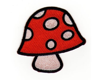 af44 Fliegenpilz Rot Mushroom Aufnäher Kinder Baby Comic Bügelbild Applikation Patch Flicken Größe 6,7 x 6,5 cm
