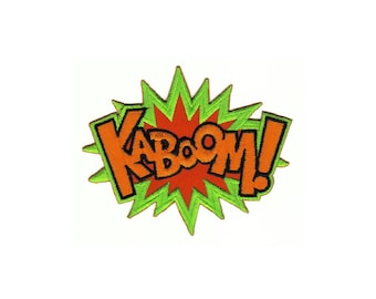ab83 KABOOM! Comic Cartoon Zeichentrick Kinder Aufnäher Bügelbild Applikation Patch Flicken Größe 10 x 8 cm