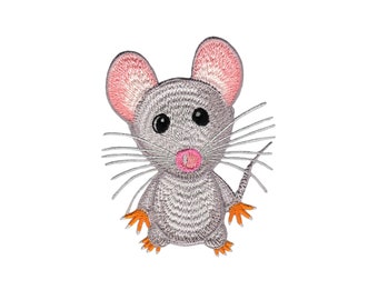 aa37 Maus Grau Aufnäher Bügelbild Applikation Patch Flicken Kinder Größe 6,5 x 8,5 cm