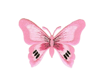 ac56 Patch thermocollant papillon rose papillon, taille 7,5 x 5,7 cm