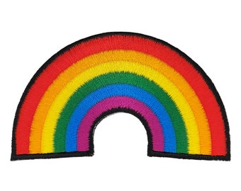 af74 - Regenbogen Aufnäher zum aufbügeln aufnähen Bügelbild Applikation Patch Flicken Größe 7,2 x 4,4 cm