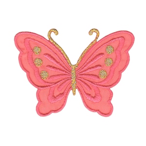 bk55 - Kleine vlinder roze koraal patch strijkapplicatie 5,2 x 3,7 cm