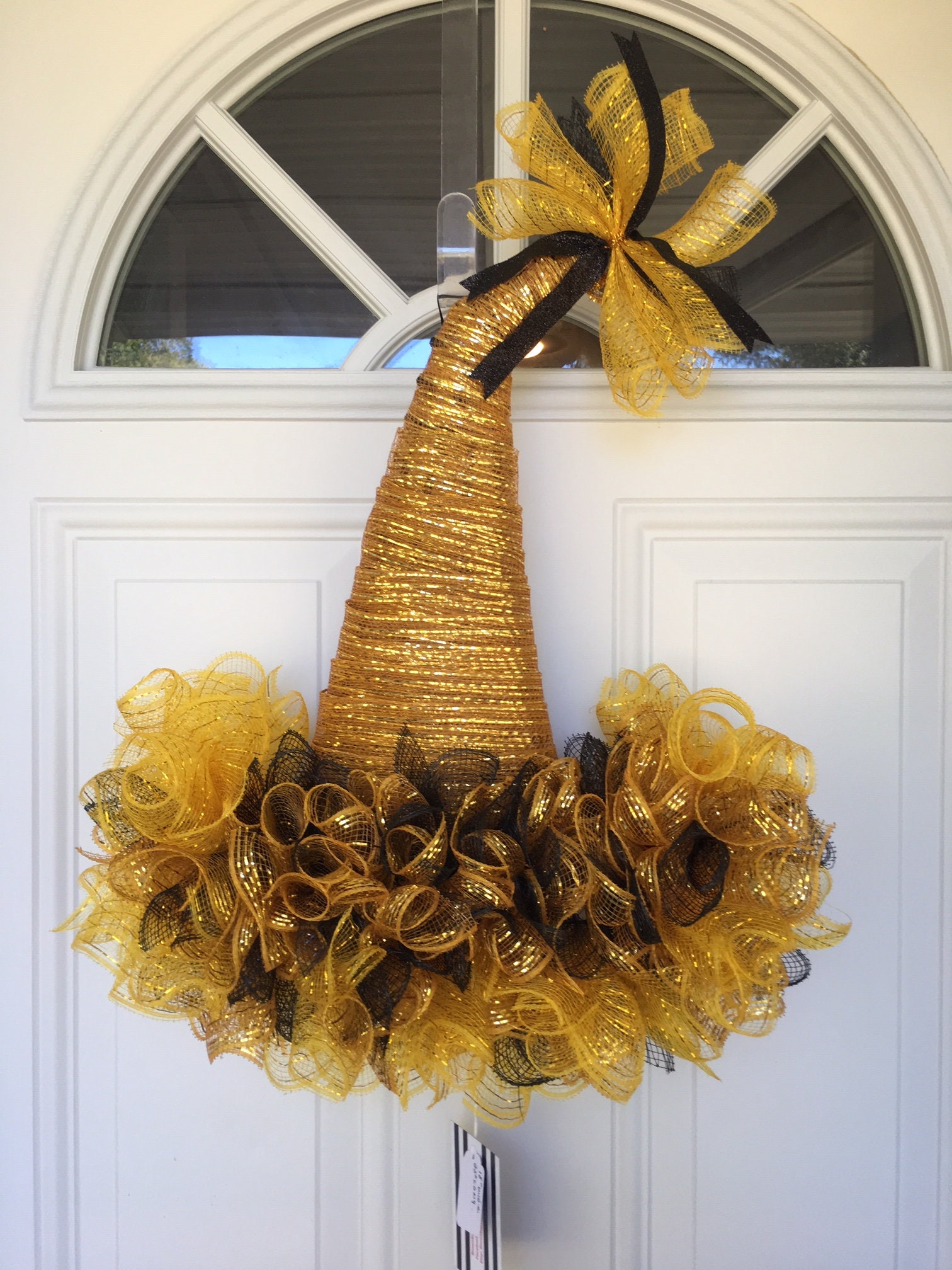 Black and Gold Pittsburgh Steelers Pirates or Penguins Hat Wreath