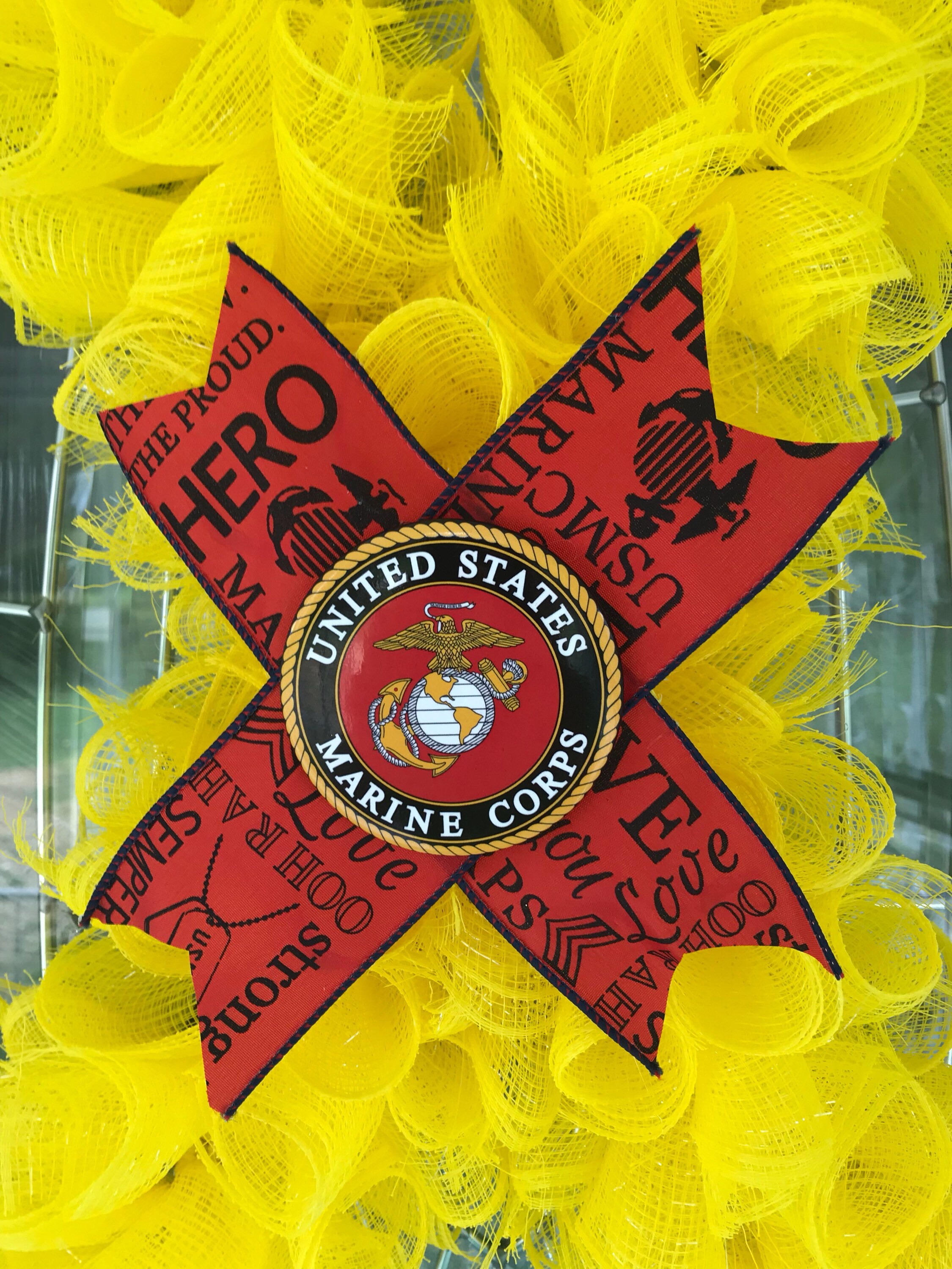 Military Yellow Ribbon Mesh Wreaths. Army and Marine. Can Make Etsy