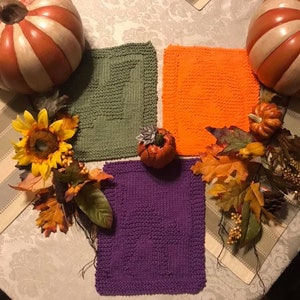 Thanksgiving & Halloween Knitted Dishcloths