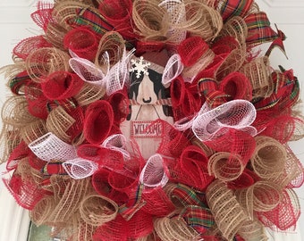 Christmas Hound Mesh Dog Wreath