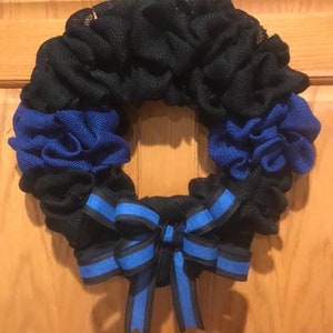 Thin Blue Line Police Burlap Wreath