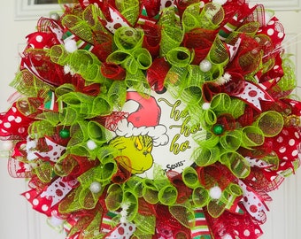 The Green Christmas Monster Ho Ho Ho Christmas Wreath