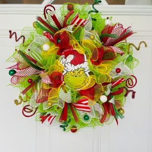 Size- 14&quot; across-  SMALL- The Green Christmas Monster Wreath