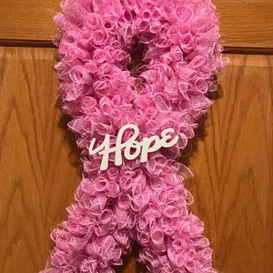 Pink Awareness Mesh, Breast Cancer Mesh Pink Ribbon, Pink Mesh Survivor, Pink Hope Mesh Ribbon Wreath, Mesh Breast Cancer Awareness Wreath