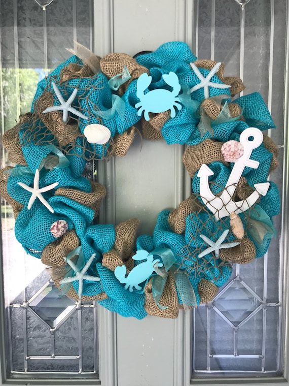 Beach wreath shell wreath starfish wreath beachy nautical starfish wreath