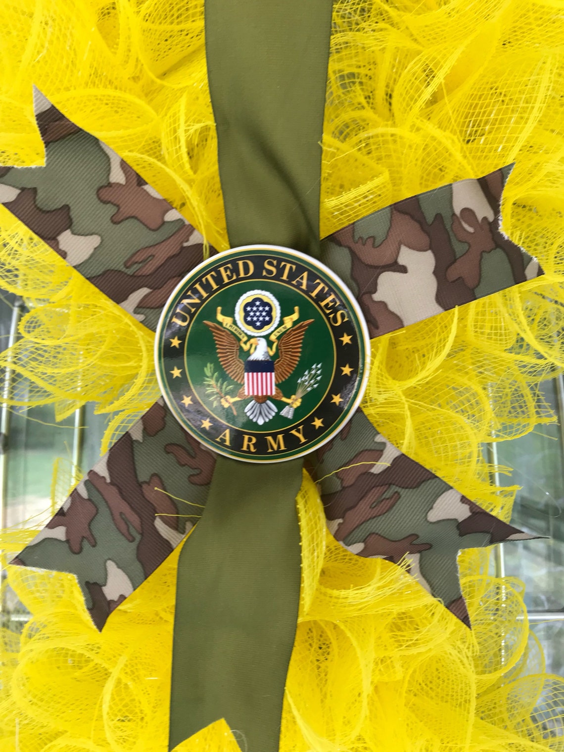 Military Yellow Ribbon Mesh Wreaths. Army and Marine. Can Make Etsy