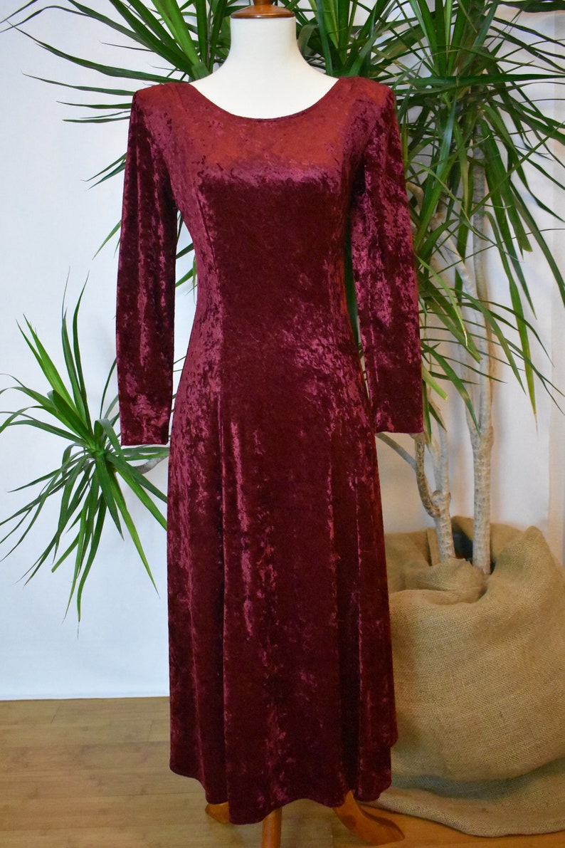 1980's Molly Malloy Long Velour Burgundy Dress Formal - Etsy