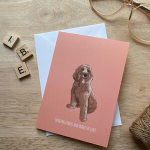 Golden doodle dog card, groodle Cute watercolour hand drawn birthday card eco friendly packaging