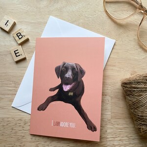 Ladrador Retriever dog card - I Labr- adore you! Eco friendly packaging watercolour hand drawn illustration birthday card
