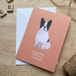 Französische Bulldogge Karte, Pastell Aquarell Hundekarte blanko handgezeichnete Grußkarte umweltfreundliche Verpackung