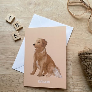 Golden Retriever dog card, You're golden. Hand drawn illustration eco friendly packaging