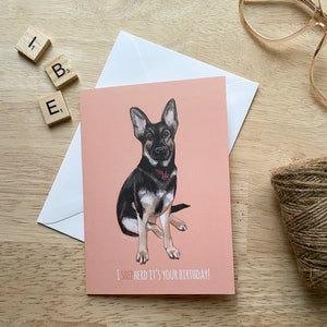 German shepherd dog birthday card watercolour style illustration eco friendly packaging
