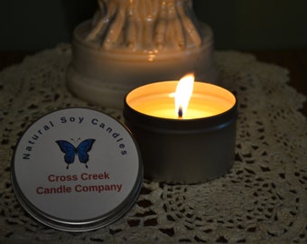 8oz. Soy Candle, Soy Wax Candle, Travel Tin Candle, Homemade Soy Candle