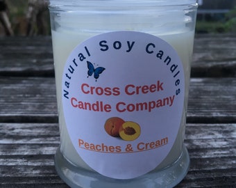 Peaches & Cream Soy Candle, Fruit Scented Candle, Homemade Soy Candle