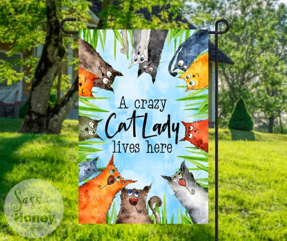 Crazy Cat Lady Lives Here Double Sided Flag **GARDEN SIZE** FG1053 Crazy Cat Lady Lives Here Double Sided Flag **GARDEN SIZE** FG1053