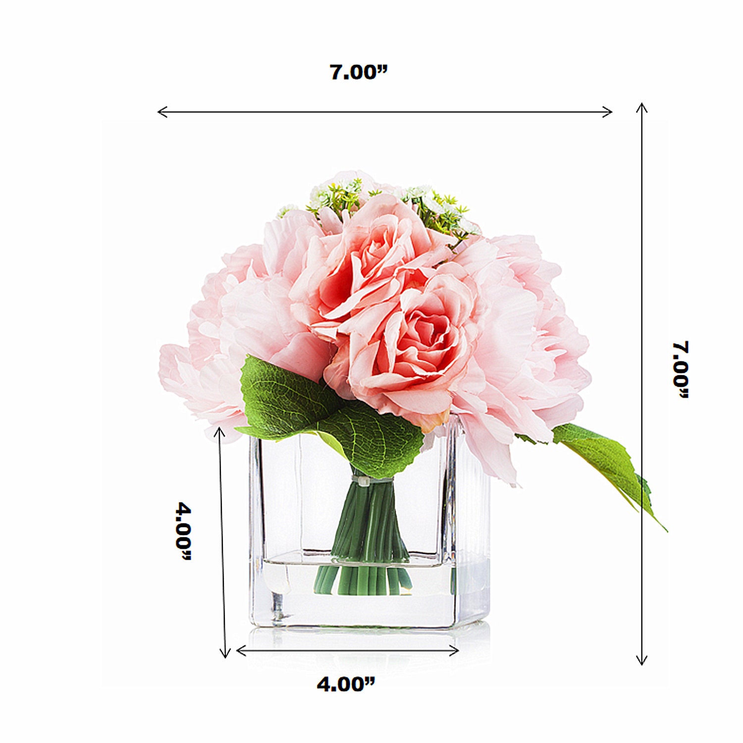 Enova Home Mixed Roses Faux Flower Arrangement With Clear - Etsy