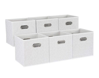 Enova Home Fabric Storage Bins With Metal Handles (Set of 6)