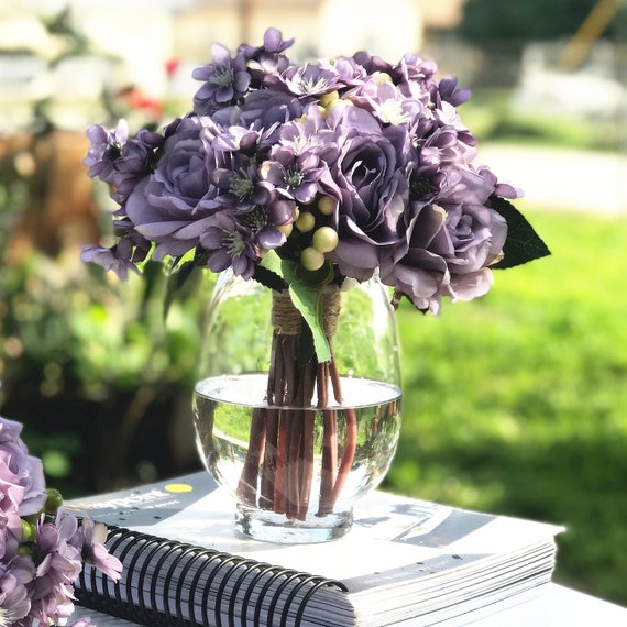 Large Artificial Rose and Mixed Flower Arrangements in Glass Vase