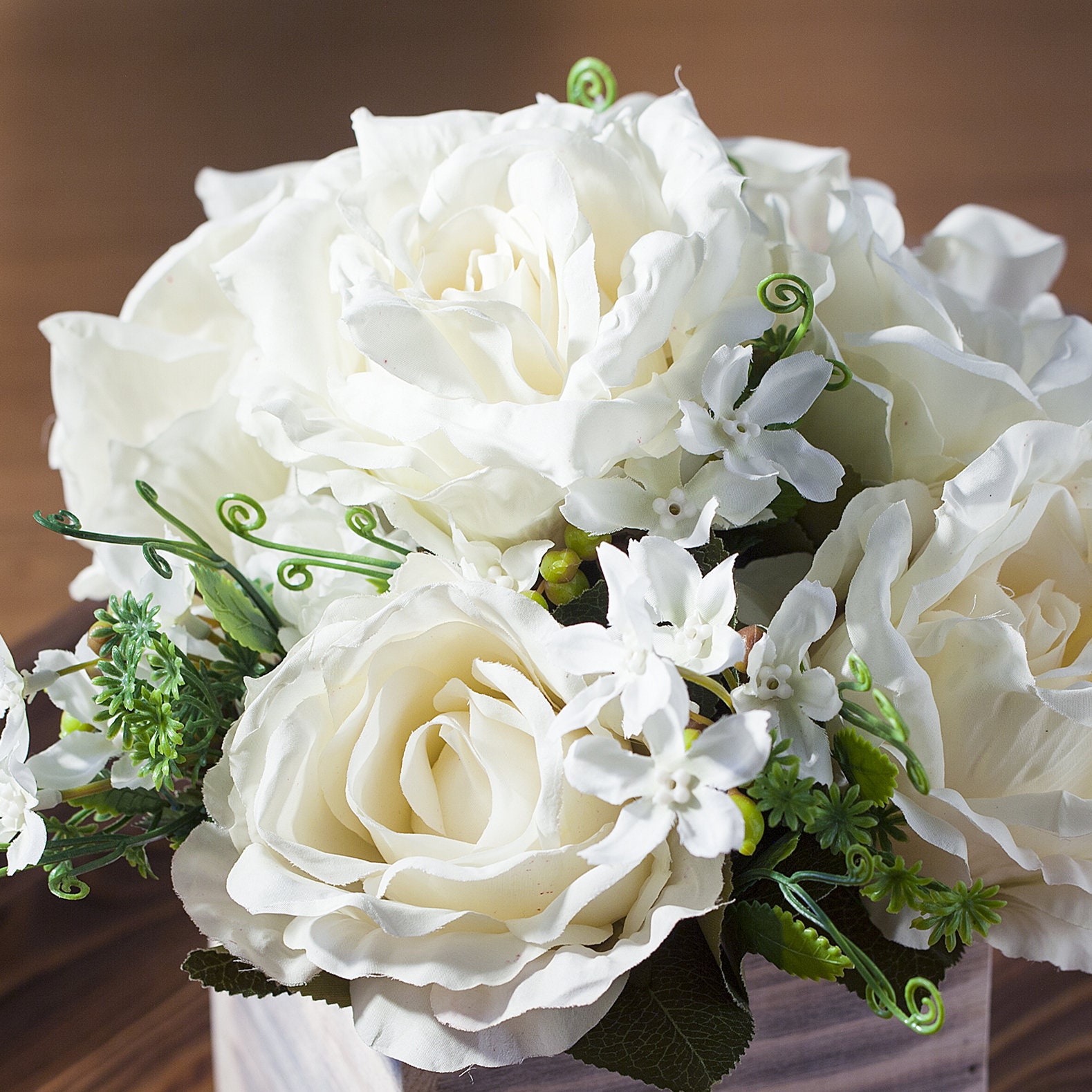 Enova Home Mixed Artificial Rose Flower Arrangement in Natural | Etsy