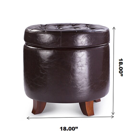 Enova Home Zola 18 Inches Modern Elegant Faux Leather Round Enova Home Zola 18 Inches Modern, Round Faux Leather Ottoman Coffee Table