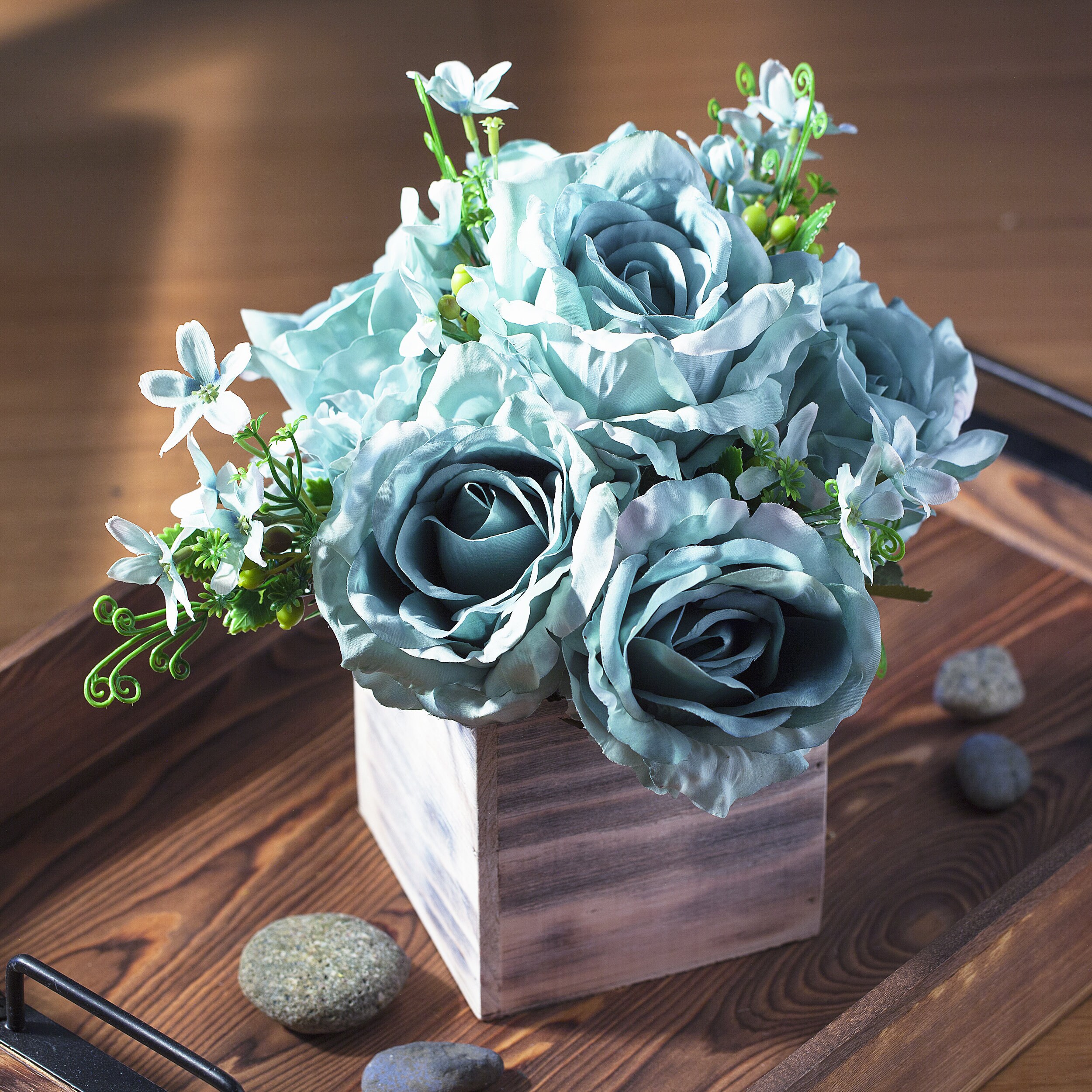 Enova Home Mixed Artificial Rose Flower Arrangement in Natural | Etsy