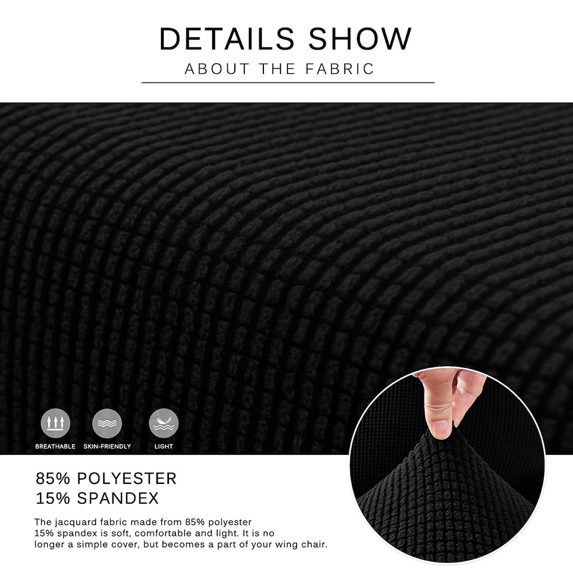 Enova Home Stretch Jacquard Spandex Fabric T-Cushion Wingback | Etsy