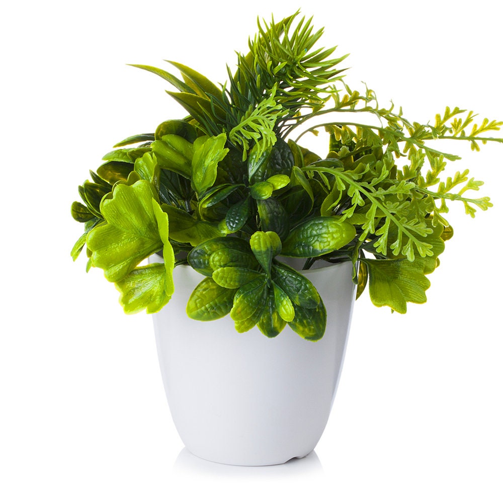 Artificial Greenery in pot green planter Etsy