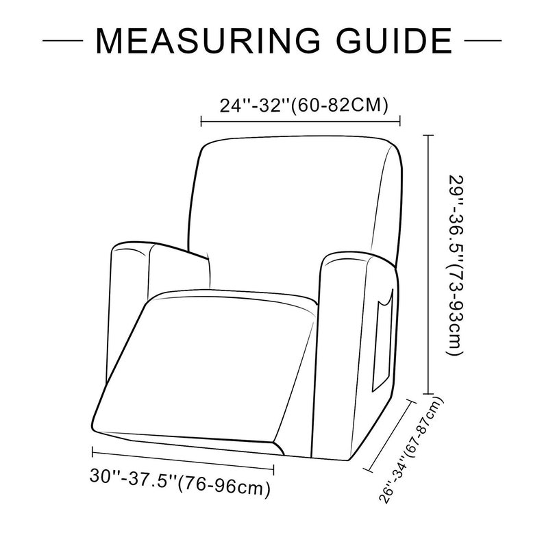 Stretch Spandex Jacquard Recliner Chair Slipcovers with Elastic Bottom Side Pocket Furniture Protector