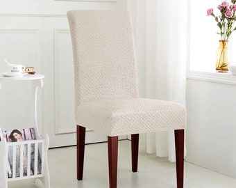 Seersucker Jacquard Stretchy Universal Dining Chair Slipcovers Kitchen Chair Protector Parson chair slipcover Protector Covers