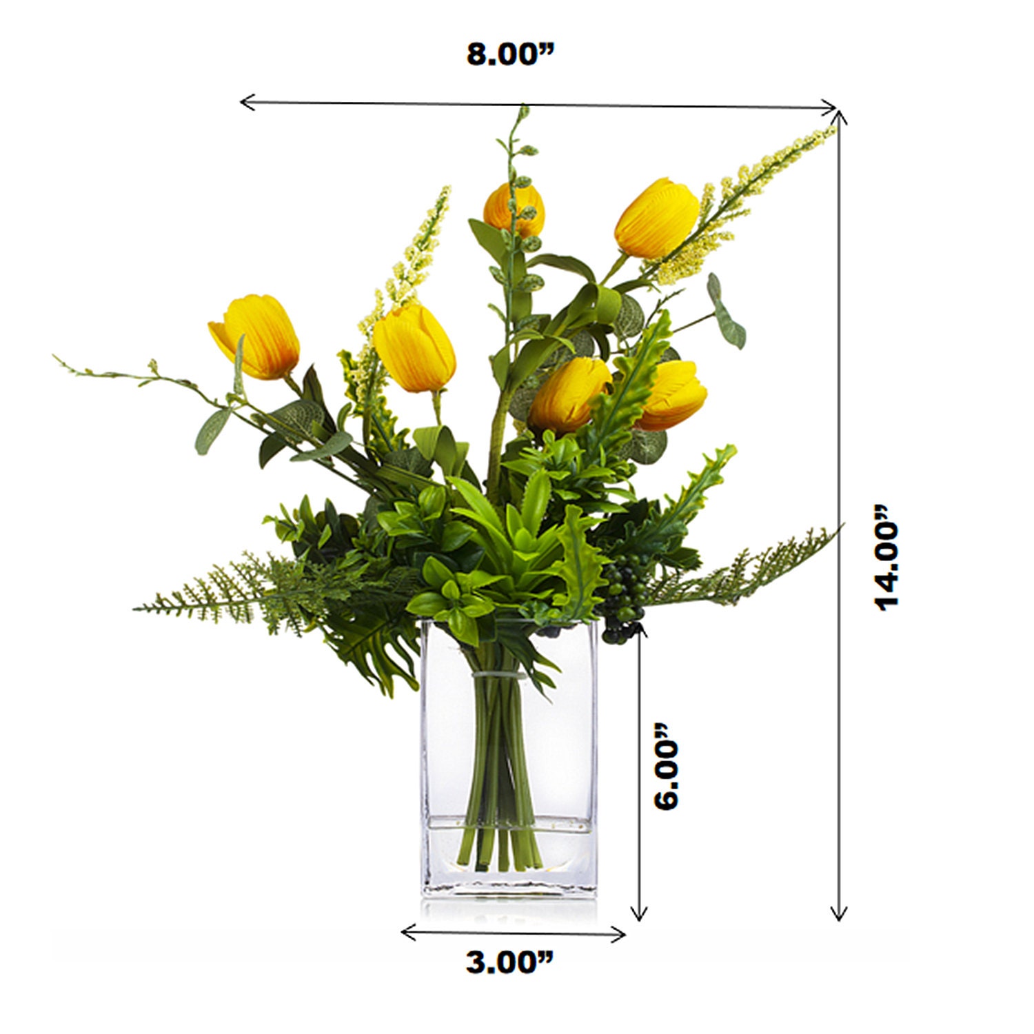 Enova Home Artificial Silk Tulip Mixed Greenery Flower | Etsy