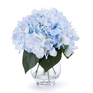 Enova Home Silk Hydrangea Flower Arrangement in Clear Glass - Etsy